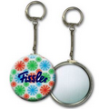 2" Round Metallic Key Chain w/ 3D Lenticular Animated Spinning Wheels - Multi Color (Custom)